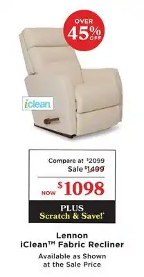 La Z Boy Lennon iClean Fabric Recliner offer