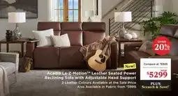 La Z Boy Acadia La-Z-Motion Leather Seated Power Reclining Sofa with Adjustable Head Support offer
