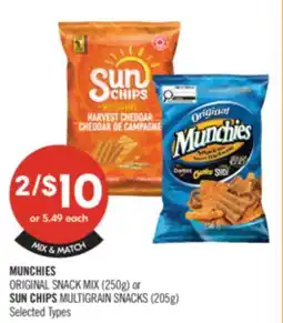 Shoppers Drug Mart MUNCHIES ORIGINAL SNACK MIX (250g) or SUN CHIPS MULTIGRAIN SNACKS (205g) offer