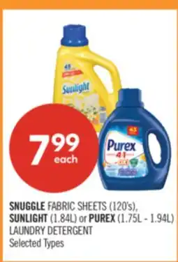 Shoppers Drug Mart SNUGGLE FABRIC SHEETS (120's), SUNLIGHT (1.84L) or PUREX (1.75L - 1.94L) LAUNDRY DETERGENT offer