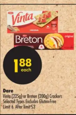 Shoppers Drug Mart Dare Vinta (225g) or Breton (200g) Crackers offer