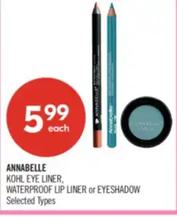 Shoppers Drug Mart ANNABELLE KOHL EYE LINER, WATERPROOF LIP LINER or EYESHADOW offer