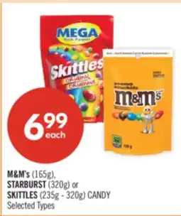 Shoppers Drug Mart M&M's (165g), STARBURST (320g) or SKITTLES (235g - 320g) CANDY offer