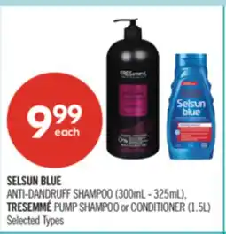 Shoppers Drug Mart SELSUN BLUE ANTI-DANDRUFF SHAMPOO (300mL - 325mL), TRESEMMÉ PUMP SHAMPOO or CONDITIONER (1.5L) offer