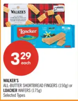 Shoppers Drug Mart WALKER'S ALL-BUTTER SHORTBREAD FINGERS (150g) or LOACKER WAFERS (175g) offer