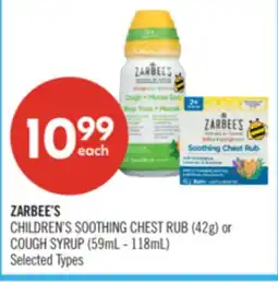 Shoppers Drug Mart ZARBEE'S CHILDREN'S SOOTHING CHEST RUB (42g) or COUGH SYRUP (59mL - 118mL) offer