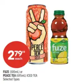 Shoppers Drug Mart FUZE (500mL) or PEACE TEA (695mL) ICED TEA offer