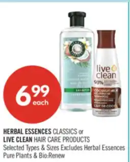 Shoppers Drug Mart HERBAL ESSENCES CLASSICS or LIVE CLEAN HAIR CARE PRODUCTS offer