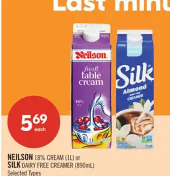 Shoppers Drug Mart NEILSON 18% CREAM (1L) or SILK DAIRY FREE CREAMER (890mL) offer