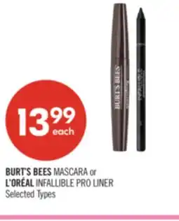Shoppers Drug Mart BURT'S BEES MASCARA or L'ORÉAL INFALLIBLE PRO LINER offer