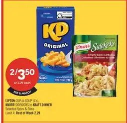 Shoppers Drug Mart LIPTON CUP-A-SOUP (4's), KNORR SIDEKICKS or KRAFT DINNER offer