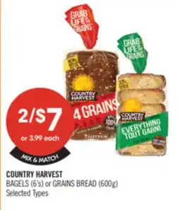 Shoppers Drug Mart COUNTRY HARVEST BAGELS (6's) or GRAINS BREAD (600g) offer