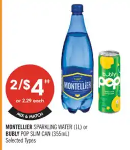 Shoppers Drug Mart MONTELLIER SPARKLING WATER (1L) or BUBLY POP SLIM CAN (355mL) offer