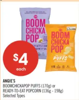 Shoppers Drug Mart ANGIE'S BOOMCHICKAPOP PUFFS (170g) or READY-TO-EAT POPCORN (136g - 198g) offer