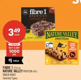 Shoppers Drug Mart FIBRE 1 (5's) or NATURE VALLEY PROTEIN (4's) SNACK BARS offer