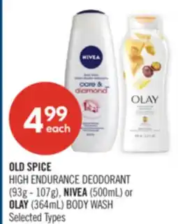 Shoppers Drug Mart OLD SPICE HIGH ENDURANCE DEODORANT (93g - 107g), NIVEA (500mL) or OLAY (364mL) BODY WASH offer