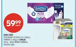 Shoppers Drug Mart GOOD START PLUS READY TO FEED (15 x 250mL), POWDER (1.02kg) or SIMILAC (837g - 859g) INFANT FORMULA offer