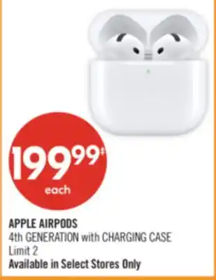 Shoppers Drug Mart APPLE AIRPODS 4th GENERATION with CHARGING CASE offer