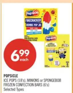 Shoppers Drug Mart POPSICLE ICE POPS (18's), MINIONS or SPONGEBOB FROZEN CONFECTION BARS (6's) offer