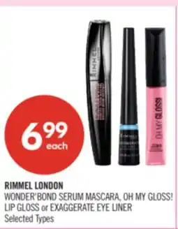 Shoppers Drug Mart RIMMEL LONDON WONDER'BOND SERUM MASCARA, OH MY GLOSS! LIP GLOSS or EXAGGERATE EYE LINER offer