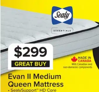 Leon's Sealy Essentials Evan II Medium Queen Mattress offer