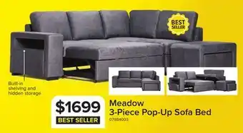Leon's Meadow 3-Piece Sectional with Left-Facing Pop-Up Bed - Grey offer