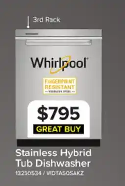 Leon's Whirlpool 24 Fingerprint Resistant Stainless Steel Dishwasher with 3rd Rack (47 dBA) - WDTA50SAKZ offer
