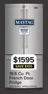 Leon's Maytag 30 19.6 Cu. Ft. Stainless Steel French Door Refrigerator - MFB2055FRZ offer