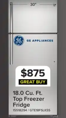Leon's GE 29.75 18 Cu. Ft. Stainless Steel Top-Freezer Refrigerator - GTE18FSLKSS offer