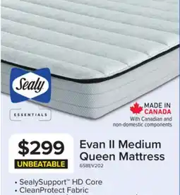 Leon's Sealy Essentials Evan II Medium Queen Mattress offer
