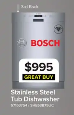 Leon's Bosch Stainless Steel 800 Series Smart 18 Dishwasher with 3rd Rack - SPE68C75UC offer
