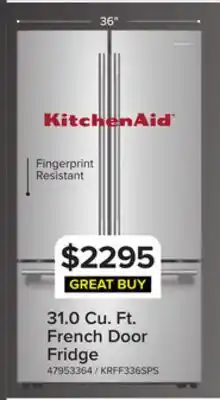 Leon's KitchenAid 36 31 Cu. Ft. PrintShield Stainless Steel French Door Refrigerator - KRFF336SPS offer