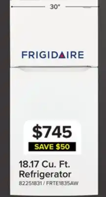 Leon's Frigidaire 29.5 18.17 Cu. Ft. White Top-Freezer Refrigerator - FRTE1835AW offer