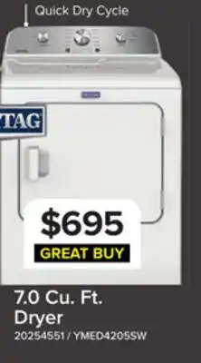 Leon's Maytag White Electric Dryer (7.0 Cu. Ft.) with Wrinkle Prevent Option - YMED4205SW offer