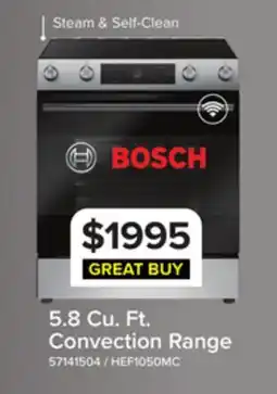 Leon's Bosch Stainless Steel 100 Series Slide-In Electric Range (5.8 Cu. Ft) - HEF1050MC offer