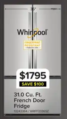 Leon's Whirlpool 36 31 Cu. Ft. Fingerprint Resistant Stainless Steel Refrigerator - WRFF3336SZ offer