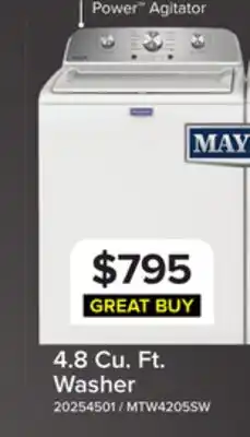 Leon's Maytag 4.8 Cu. Ft. Washer-MTW4205SW offer