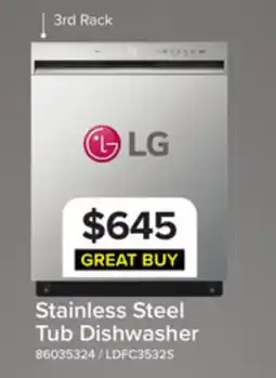 Leon's LG Stainless Steel Dishwasher with 3rd Rack - LDFC3532S offer