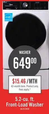 The Brick Midea 5.2 Cu. Ft. Front-Load High-Efficiency Washer - White - Stackable - MLH52N4AWW offer