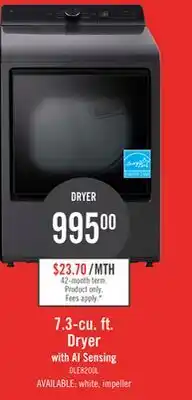The Brick LG 7.3 Cu. Ft. Electric Dryer with AI Sensing and ThinQ - Platinum Black - DLE8200L offer