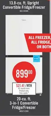 The Brick 20-cu. ft. 3-in-1 Convertible Fridge/Freezer offer