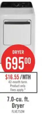 The Brick Frigidaire 7 Cu. Ft. Electric Dryer - White - FLVE752CBW offer