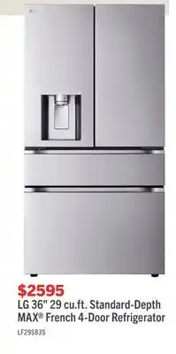 The Brick LG 36 29 Cu. Ft. French-Door Refrigerator - Smudge Proof Stainless Steel - LF29S8330S offer
