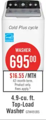 The Brick GE 4.9 Cu. Ft. Top Load Agitator Washer - White - GTW491BMRWS offer