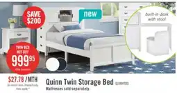 The Brick Quinn Platform Bed with Bookcase Headboard, Built-in Desk & Stool, White - Twin Size offer