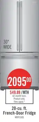 The Brick KitchenAid 20 Cu. Ft. 30 French Door Refrigerator - PrintShield Stainless Steel - KRFF330SPS offer