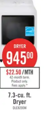 The Brick LG 7.3 Cu. Ft. Electric Dryer with AI Sensing and ThinQ - Alpine White - DLE8200CW offer
