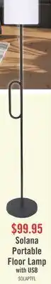 The Brick Solana 64 Modern Metal Acrylic Portable Indoor/Outdoor Floor Lamp with USB Port - Black offer