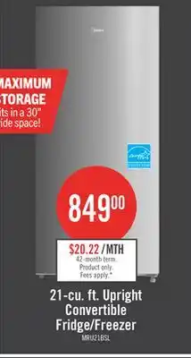 The Brick Midea 21 Cu. Ft. Convertible 2-in-1 Upright Refrigerator-Freezer - Stainless Steel - MRU21B6ASL offer