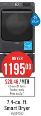 The Brick Maytag 7.4 Cu. Ft. Pet Pro Smart Electric Dryer - White - YMED7020RW offer
